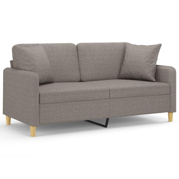Divano A 2 Posti Con Cuscini Decorativi In Tessuto Taupe 140 Cm-image