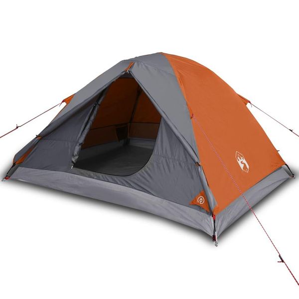 Vidaxl Tenda Da Campeggio A Cupola 3 Persone Arancione Impermeabile-image