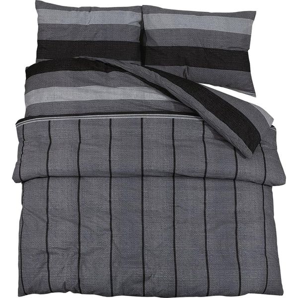 Vidaxl Set Di Biancheria Da Letto Grigio Scuro 225X220 Cm Cotone-image