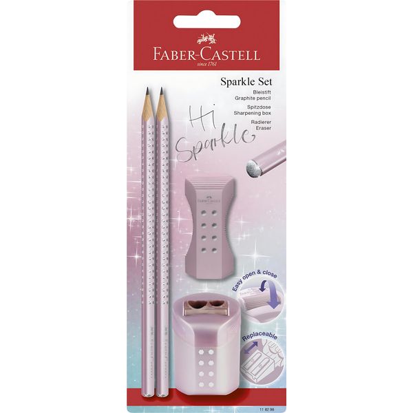FABER-CASTELL 118298 FABER-CASTELL Grip Sparkle Bleistift-Set B Rose Metallic 1 Set-image