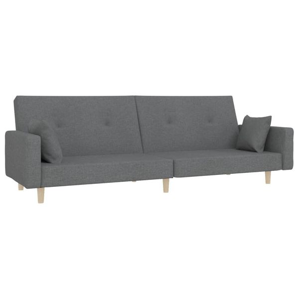 Vidaxl Divano Letto A 2 Posti Con 2 Cuscini In Tessuto Grigio Chiaro-image