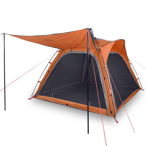 Vidaxl Tenda Da Campeggio 4 Persone Grigio E Arancione A Sgancio Rapido Impermeabile-image