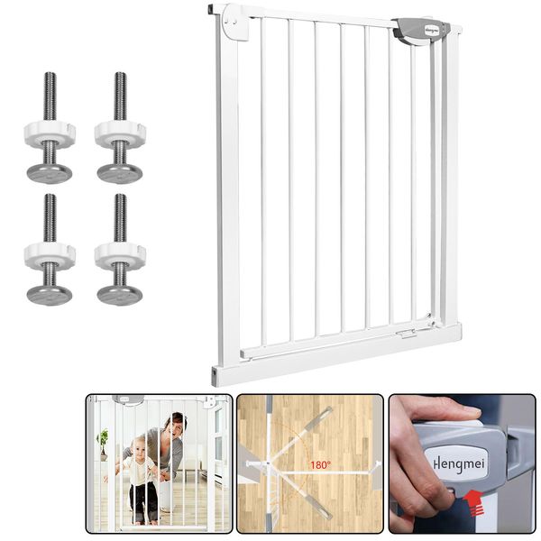 Yuenfong Cancelletto Di Sicurezza Per Porte Senza Foratura, Cancelletto Autochiudente Per Bambini, Apertura Bidirezionale A 180°, Bianco, Larghezza 75-55 Cm-image