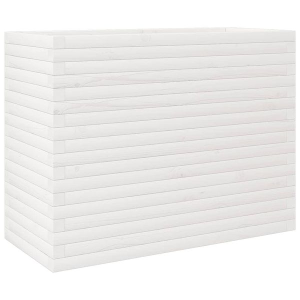 Vidaxl Fioriera Bianca 90X40X68,5 Cm In Legno Di Pino Massiccio-image