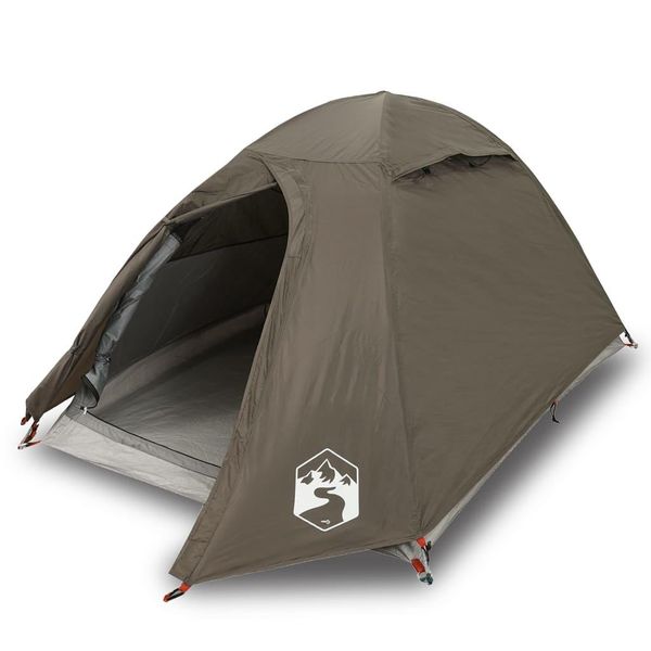 Vidaxl Tenda Da Campeggio A Cupola 2 Persone Marrone Impermeabile-image