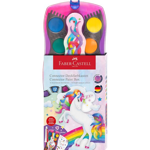 Faber-Castell 125035 FABER-CASTELL Connector Scatola Di Colori Opachi Unicorno, 12 Colori-image