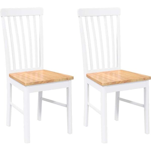 Vidaxl Sedie Da Pranzo 2 Pz. Legno Massiccio Bianco In Legno Di Gomma-image