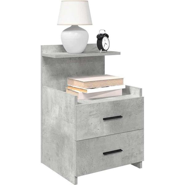 Vidaxl Comodini 2 Pezzi Con 2 Cassetti Grigio Cemento 40X36,5X62 Cm-image