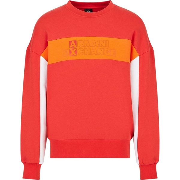 Armani Exchange - Felpa Da Uomo, Girocollo GT8827 (L) (Rosso/Bianco/Arancione)-image