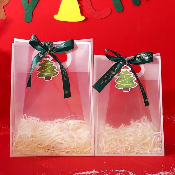 Inf Sacchetto Regalo Natalizio Con Nastro, Biglietto E Raffia - 2 Pezzi-image