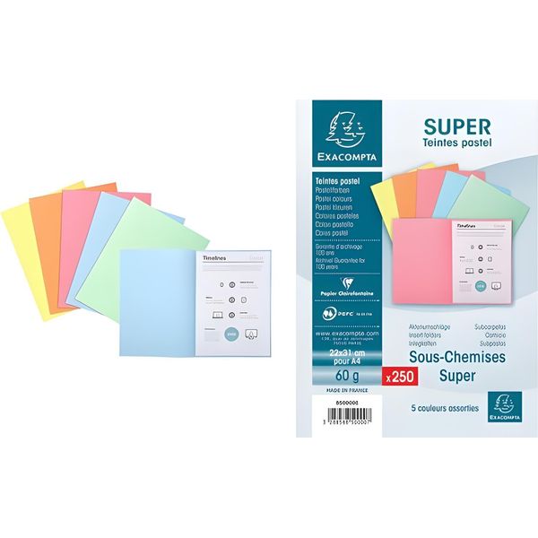 Exacompta 850000E Exacompta Aktendeckel Super 60, Din A4, 60 G/Qm, Sortiert-image