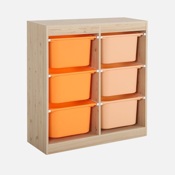 Mobile Contenitore Per Bambini Con 6 Scatole Colorate, Arancione-image