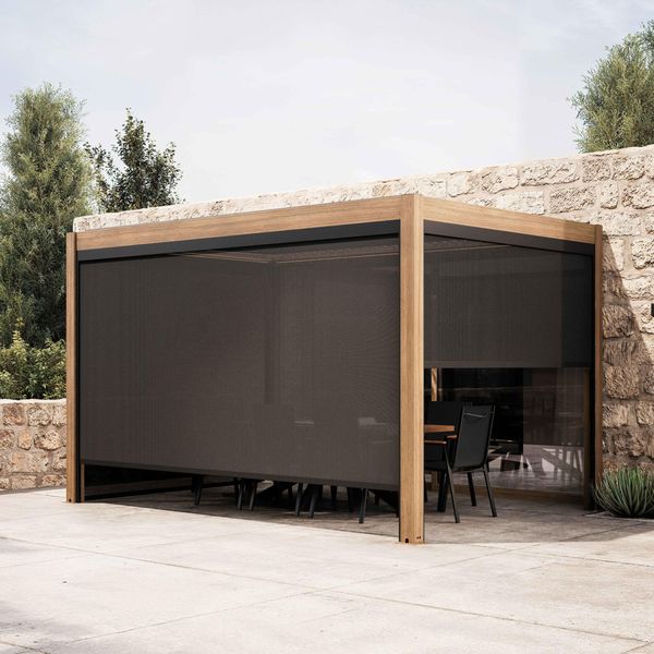 Pergola Bioclimatica Autoportante E Motorizzata 3X4M E 3 Tende - Oviala Kavala-image