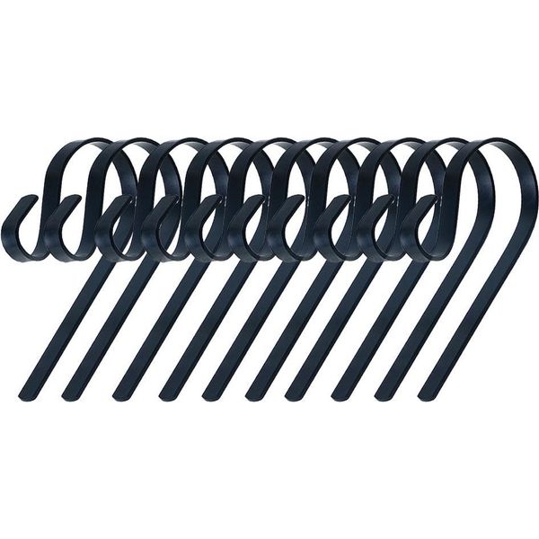 Inf Set Da 10 Ganci In Acciaio Inossidabile Da 12Cm - Porta Calze Natalizie Per Camino Nero-image