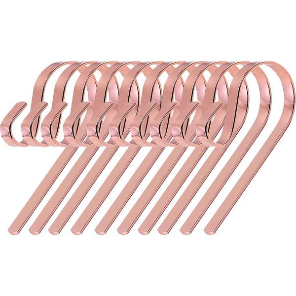 Inf Set Da 10 Ganci In Acciaio Inossidabile Da 12Cm - Porta Calze Natalizie Per Camino Oro Rosa-image
