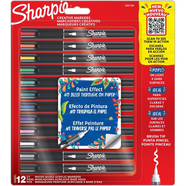 Set Di Pennarelli Acrilici Creativi Sharpie A Pennello 12 Pezzi.-image