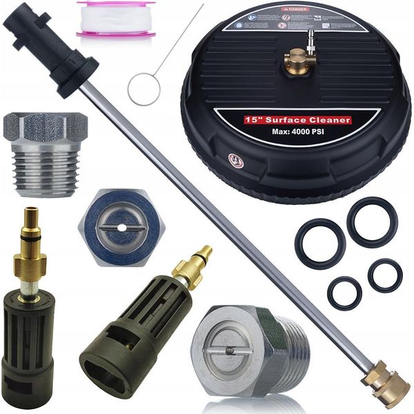 Rosfix Set T-Racer Surface Cleaner 15" + Lancia Dritta 34 Cm + Adattatore – Ricambio Per Idropulitrici KäRcher K2 – K7 | 160 Bar"-image
