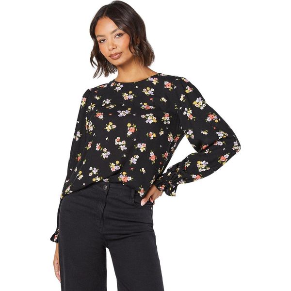Dorothy Perkins - Camicetta Da Donna A Maniche Lunghe DP6309 (38 It) (Nero)-image
