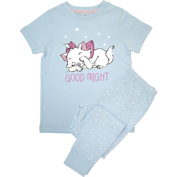 Gli Aristogatti - Pigiama Con Pantaloni Lunghi "Good Night"" Per Bambina A Maniche Corte BI53585 (116) (Azzurro)"-image