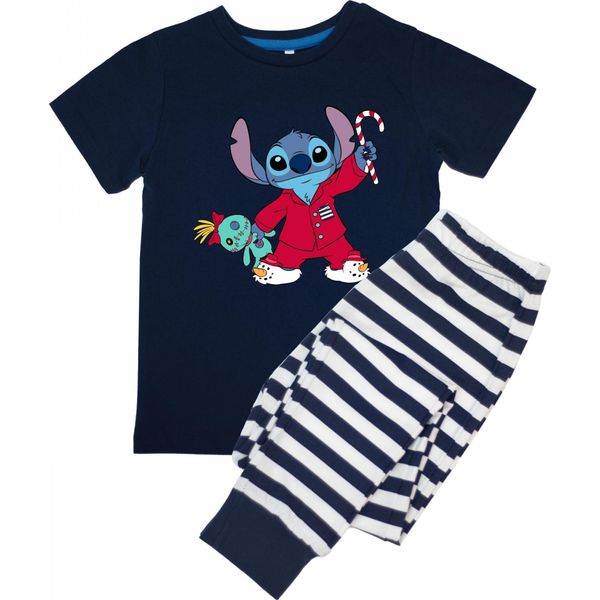 Lilo & Stitch - Pigiama Con Pantaloni Lunghi Per Bambini - Design Natalizio A Maniche Corte BI54007 (116) (Blu Navy)-image