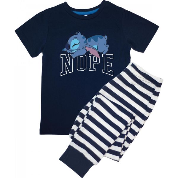 Lilo & Stitch - Pigiama Con Pantaloni Lunghi Per Ragazzi A Maniche Corte BI54163 (110) (Blu Navy)-image
