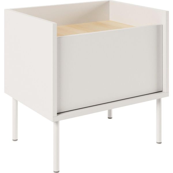 Selsey Tovi - Comodino A 1 Anta, 50 Cm, Bianco / Rovere Effetto Legno-image