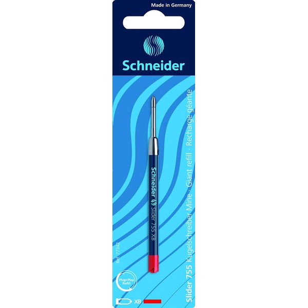 Schneider 50-77342 Schneider 755 Xb Biros Refill Rosso, Ricarica Di Grande Capacità, Rosso-image