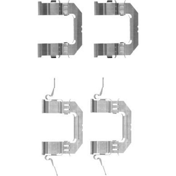 Hella 8DZ 355 203-741 Kit Di Accessori Per Pastiglie Freno A Disco Anteriori Per Renault Koleos (Hy) Per Nissan NP300 Navara Pickup (D40) Per Infiniti M (Y51)-image