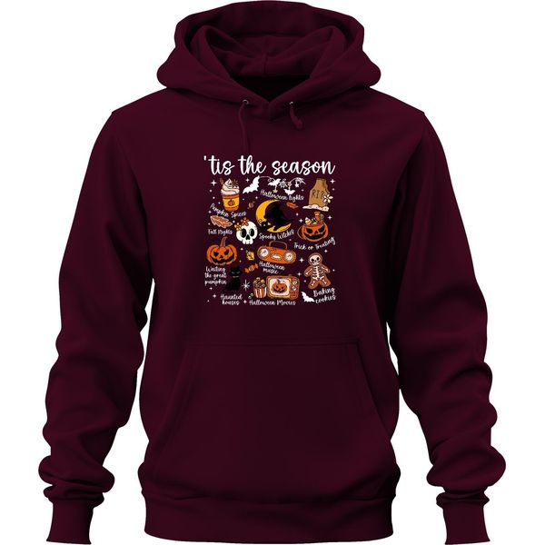 Questa è La Stagione Di Halloween Zucca Spaventosa Strega Dolcetto O Scherzetto Felpa Con Cappuccio Unisex, Borgogna, 3XL-image