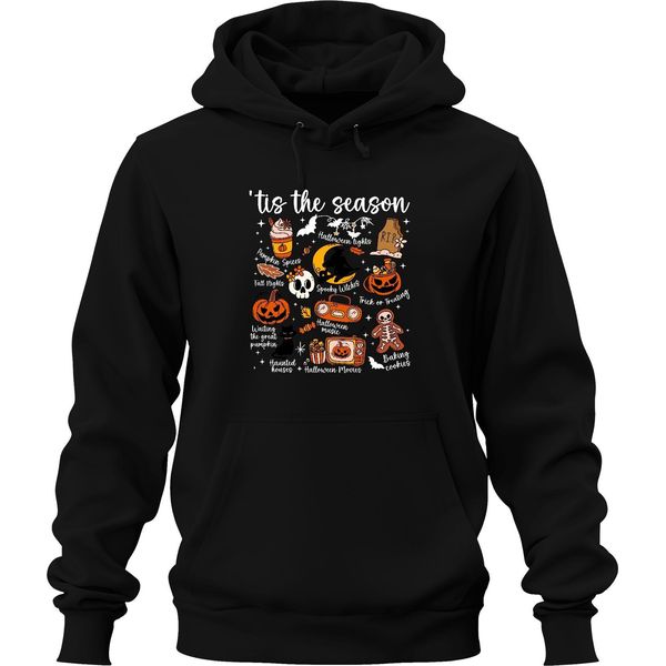 È La Stagione Di Halloween Zucca Spettrale Strega Dolcetto O Scherzetto Felpa Con Cappuccio Unisex, Nera, Xl-image