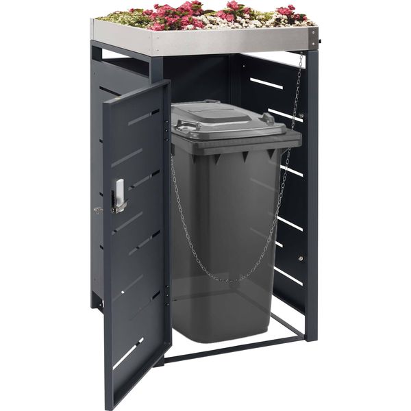 1 Coperchio Per Bidone Hwc-H40B, Contenitore Per Bidone, Fioriera In Combinazione Acciaio Inox-Metallo 24Kg 110X60X62Cm Espandibile-image