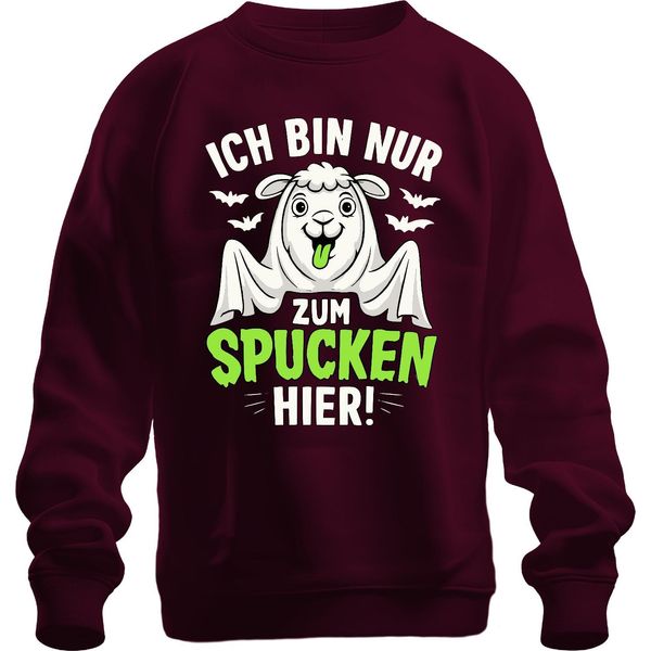 I'm Only Here To Spit Halloween Llama Saying Dolcetto O Scherzetto Felpa Unisex, Borgogna, M-image