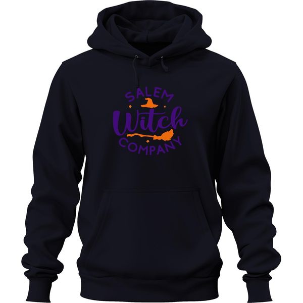 Salem Witch Company Cappello Da Strega Di Halloween Strega Scopa Stelle Vintage Unisex Felpa Con Cappuccio, Navy, S-image