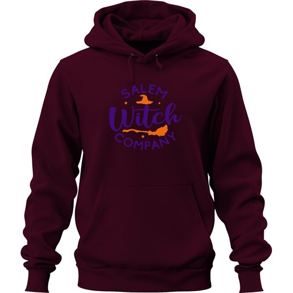 Salem Witch Company Cappello Da Strega Di Halloween Strega Scopa Stelle Vintage Unisex Felpa Con Cappuccio, Borgogna, Xl-image