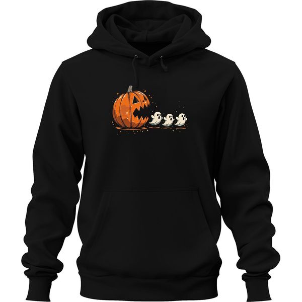 Pac-Man Horror Halloween Zucca Fantasmi Cartoon Carino Spaventoso Unisex Felpa Con Cappuccio, Nero, Xxl-image