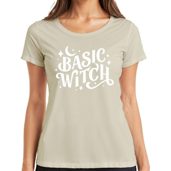 Basic Witch Halloween Moon Stars Magical Witch Fan Gothic Ladies T-Shirt, Nature, S-image