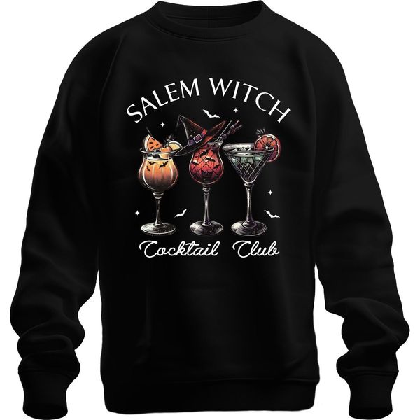Salem Witch Cocktail Club Halloween Cocktails Fledermaus Gruselig Unisex Felpa Pullover, Schwarz, 3XL-image