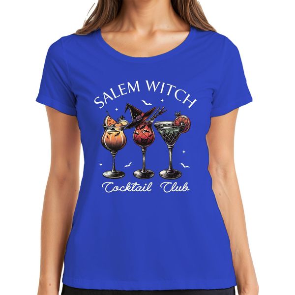 Maglietta Da Donna Salem Witch Cocktail Club Halloween Cocktails Fledermaus Gruselig, Blau, Xxl-image