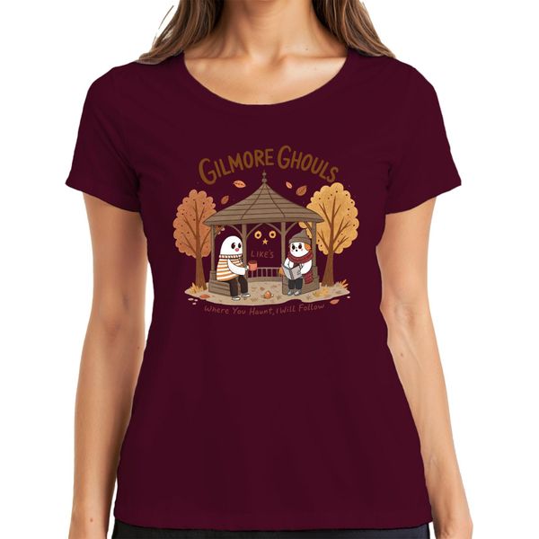 Gilmore Ghouls Dove Tu Vai Io Ti Seguo Maglietta Herbst Geister Niedlich Donna, Borgogna, Xl-image