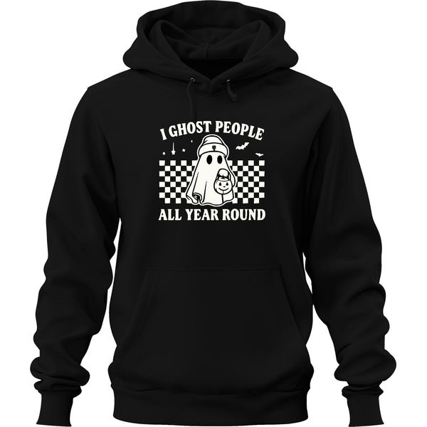 Fantasmi Tutto L'anno Halloween GeisterkostüM Retro Karo Unisex Felpa Con Cappuccio Kapuzenpullover, Schwarz, Xl-image