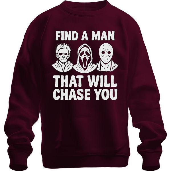Trova Un Uomo Che Ti Insegua Horror Masken Jason Ghostface Felpa Unisex Pullover, Borgogna, Xl-image