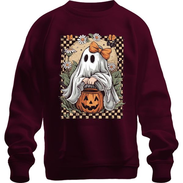 Felpa Pullover Unisex Con Fiocco Retrò, Borgogna, 3XL-image
