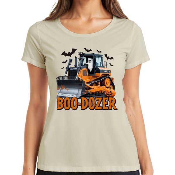 Boo Dozer Halloween Bulldozer Fantasma Zucca Spaventosa Costruzione Maglietta Da Donna Divertente, Natura, M-image
