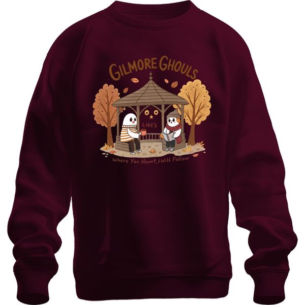 Gilmore Ghouls Dove Tu Vai Seguirò Herbst Geister Niedlich Unisex Felpa Pullover, Borgogna, Xl-image