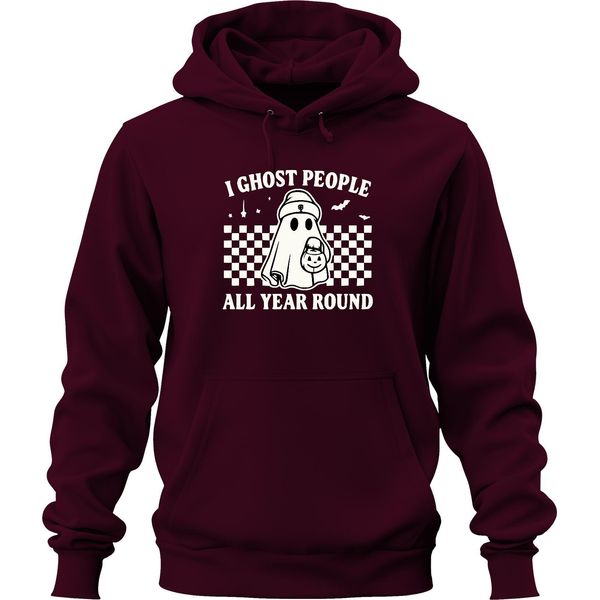 Fantasmi Tutto L'anno Halloween GeisterkostüM Retro Karo Unisex Felpa Con Cappuccio Kapuzenpullover, Borgogna, 3XL-image