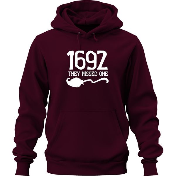 1692 Salem Witch They Missed One Funny Halloween Saying Witch Hunt Felpa Con Cappuccio Unisex, Borgogna, Xxl-image