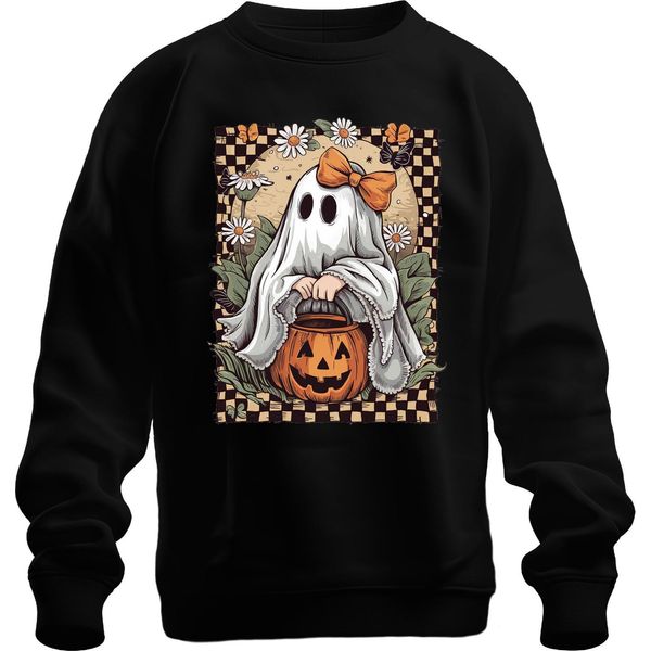 Felpa Pullover Unisex Con Fiocco Retrò, Nero, L-image