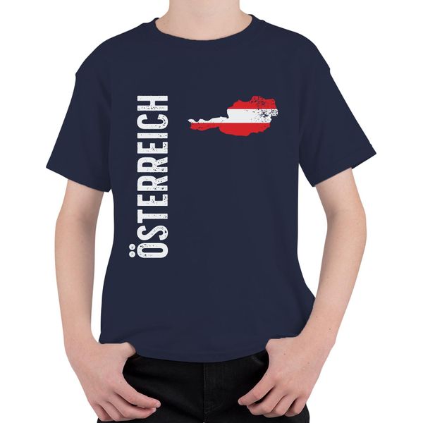 Austria Football Fan Coppa Del Mondo Campionato Europeo Coppa Del Mondo Maglietta Unisex Per Bambini, Navy, 116-image