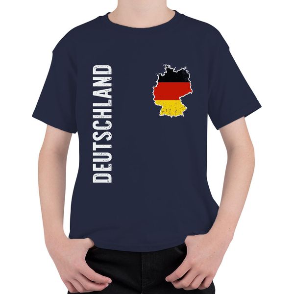 Maglietta Germania Bandiera Calciatori Coppa Del Mondo 2026 Maglietta Unisex Bambini, Navy, 104-image
