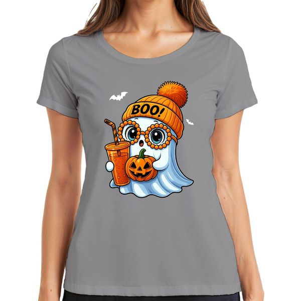 Halloween Boo Fantasma Zucca Sweetorsour Maglietta Da Donna Autunnale Per Bambini, Grigio, S-image
